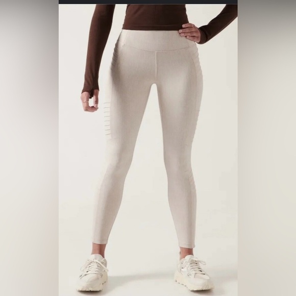 Athleta Delancey Textured Cream Moto Tights - Picture 1 of 5